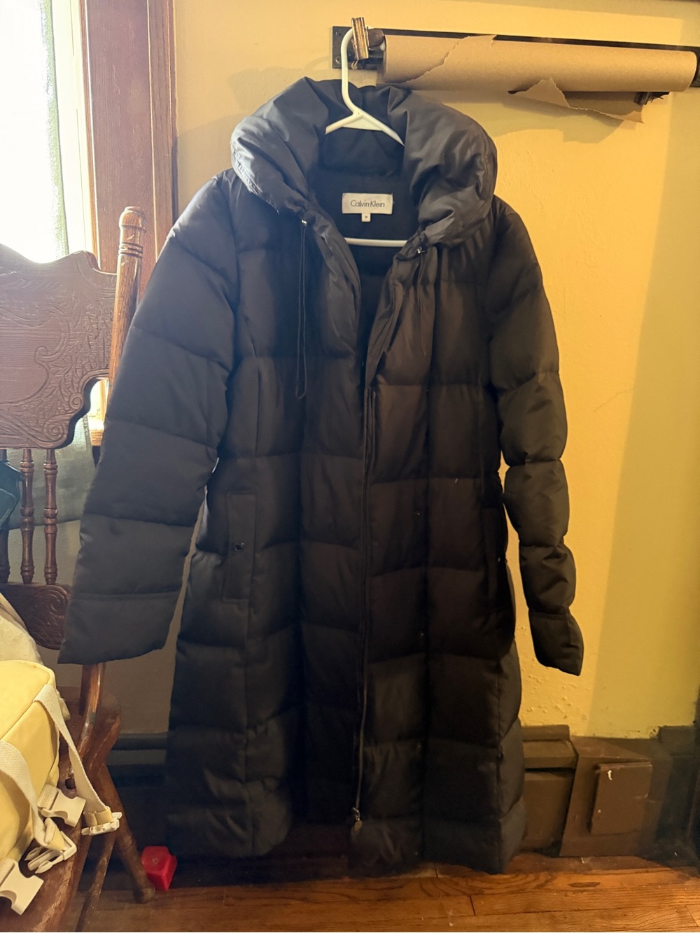 Calvin Klein Women's Brown Long Puffer Coat